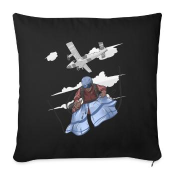 Aerial Skydive Pilot Illustration - Sofa pillowcase 17,3'' x 17,3'' (45 x 45 cm) - black - Front