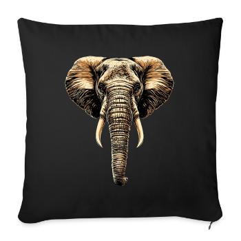 Elephant Trunk Africa Safari Wilderness Elephant - Sofa pillowcase 17,3'' x 17,3'' (45 x 45 cm) - black - Front