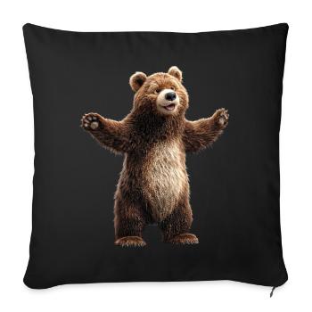 Brown Bear, Grizzly Bear, Bear Brothers, Forest, Wild Bears - Sofa pillowcase 17,3'' x 17,3'' (45 x 45 cm) - black - Front