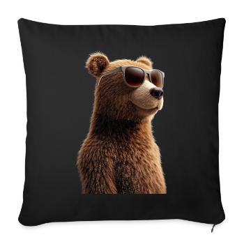 Brown Bear, Grizzly Bear, Bear Brothers, Forest, Wild Bears - Sofa pillowcase 17,3'' x 17,3'' (45 x 45 cm) - black - Front