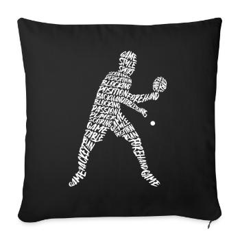 Tennis de table Joueurs Typographie Garçons Tennis de table - Housse de coussin décorative 45 x 45 cm - noir - Devant