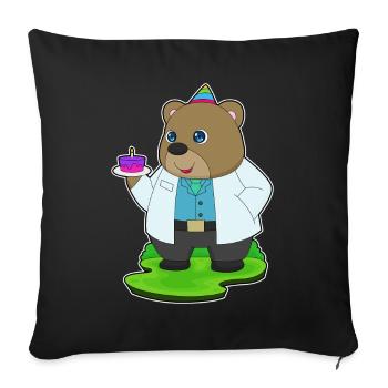 Bär Geburtstag Arzt - Sofakissenbezug 45 x 45 cm - Schwarz - Vorne