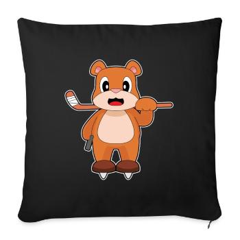 Bear Bâton de hockey sur glace - Housse de coussin décorative 45 x 45 cm - noir - Devant