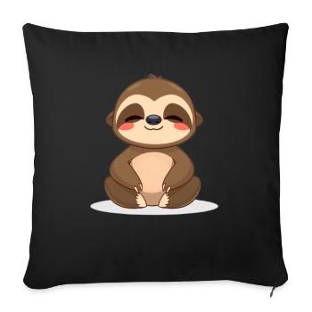Cute Happy Sloth Meditating - Sofa pillowcase 17,3'' x 17,3'' (45 x 45 cm) - black - Front
