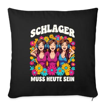 Schlager doit être son motif floral coloré aujourd’hui - Housse de coussin décorative 45 x 45 cm - noir - Devant