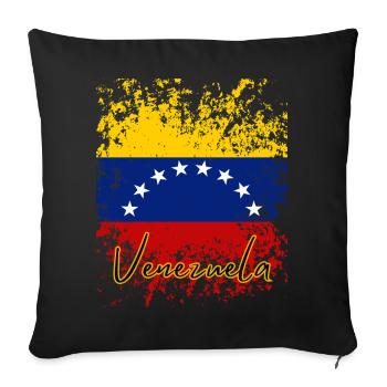 Drapeau vénézuélien, j’adore le Venezuela - Housse de coussin décorative 45 x 45 cm - noir - Devant