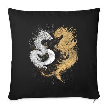 Cygnes dragons dans le style Yin et Yang - Housse de coussin décorative 45 x 45 cm - noir - Devant