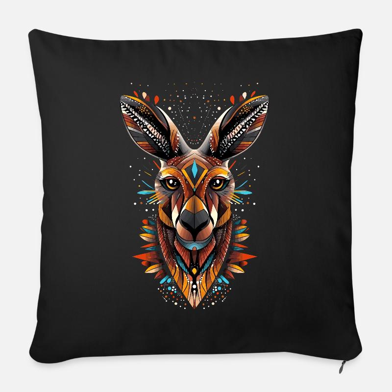 Känguru Australien Outback Wilde Süße Kängurus - Sofakissenbezug 45 x 45 cm - Schwarz