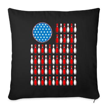 USA flag Patriotic Bowling Pins Pattern  - Sofa pillowcase 17,3'' x 17,3'' (45 x 45 cm) - black - Front