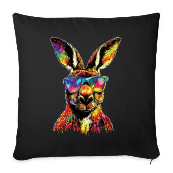 Kangaroo Australia Outback Wild Cute Kangaroos - Sofa pillowcase 17,3'' x 17,3'' (45 x 45 cm) - black - Front
