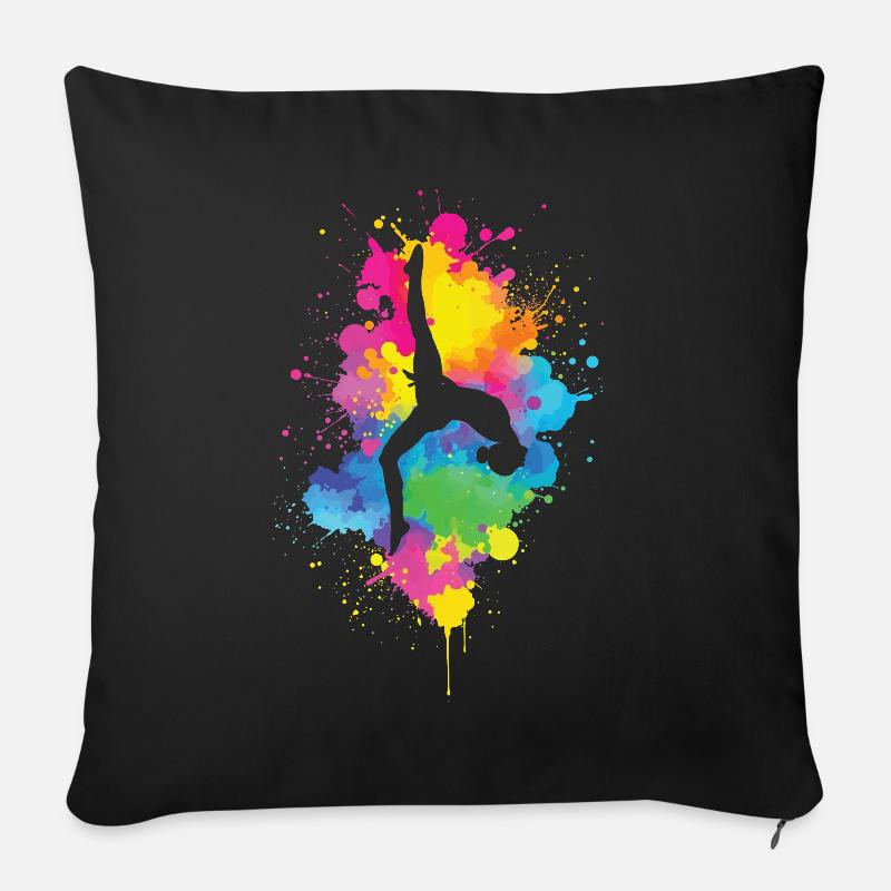Turnerin Akrobat Gymnastik Damen Mädchen Kinder - Sofakissenbezug 45 x 45 cm - Schwarz