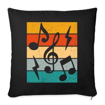 Notes de musique rétro - Housse de coussin décorative 45 x 45 cm - noir - Devant