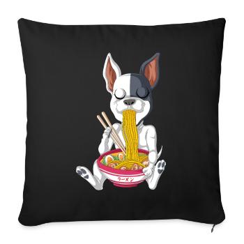 Cute French bulldog Noodle Slurp Ramen - Sofa pillowcase 17,3'' x 17,3'' (45 x 45 cm) - black - Front