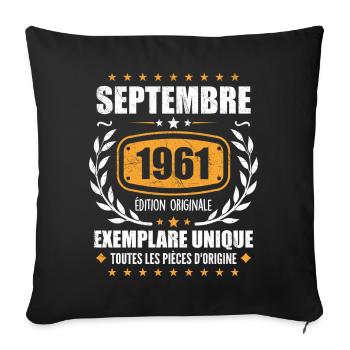 September 1961 Unique copy - September 1961 - Sofa pillowcase 17,3'' x 17,3'' (45 x 45 cm) - black - Front