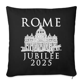 Rome 2025 Jubilé et Vatican Saint-Pierre v4 - Housse de coussin décorative 45 x 45 cm - noir - Devant