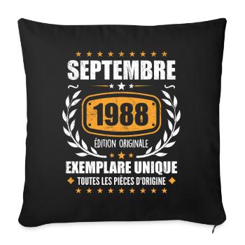 Septembre 1988 Exemplaire Unique - Septembre 1988 - Housse de coussin décorative 45 x 45 cm - noir - Devant