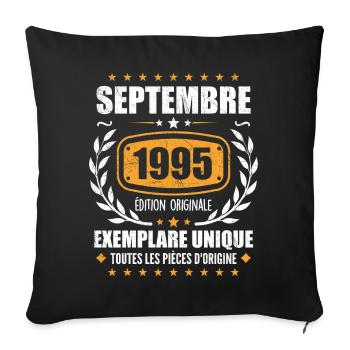 Septembre 1995 Exemplaire Unique - Septembre 1995 - Housse de coussin décorative 45 x 45 cm - noir - Devant