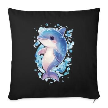 Dolphin - Sofa pillowcase 17,3'' x 17,3'' (45 x 45 cm) - black - Front