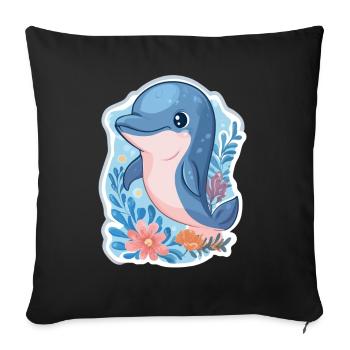 Dolphin - Sofa pillowcase 17,3'' x 17,3'' (45 x 45 cm) - black - Front