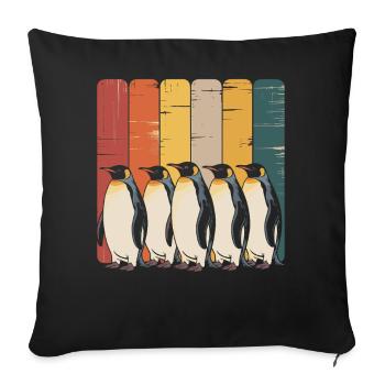 Farbenfrohe Pinguin-Kollektion - Sofakissenbezug 45 x 45 cm - Schwarz - Vorne