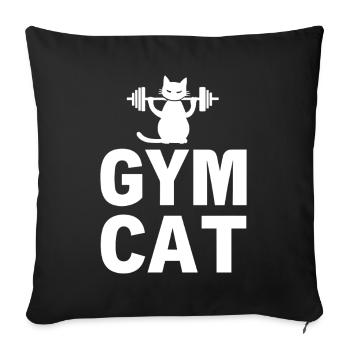 Gym Cat - Dicton de chat sportif - Housse de coussin décorative 45 x 45 cm - noir - Devant