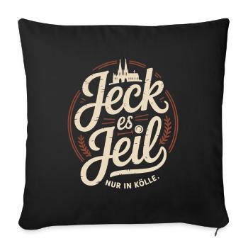 Cologne Jeck Es Jeil Carnaval de Cologne Dom Kölsch Kölle - Housse de coussin décorative 45 x 45 cm - noir - Devant
