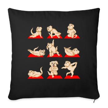 Adorable chiot golden retriever Poses de yoga - Housse de coussin décorative 45 x 45 cm - noir - Devant