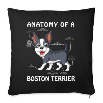 Anatomie D’un Boston Terrier Chien Animal Mignon - Housse de coussin décorative 45 x 45 cm - noir - Devant