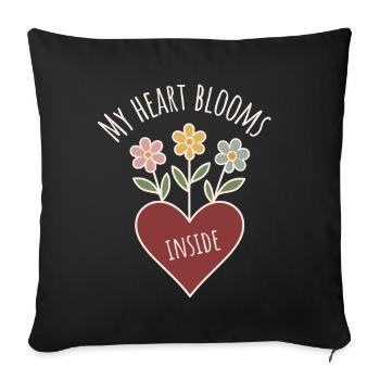 Heart flowers with positive saying - Sofa pillowcase 17,3'' x 17,3'' (45 x 45 cm) - black - Front