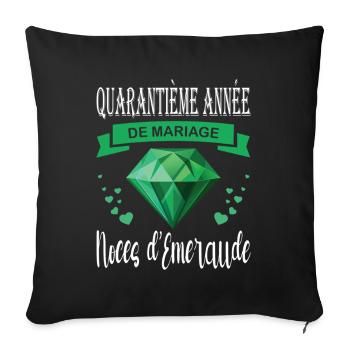 Emerald Wedding 40 Years Couple - Sofa pillowcase 17,3'' x 17,3'' (45 x 45 cm) - black - Front