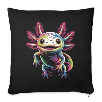 Colorful Axolotl - Sofa pillowcase 17,3'' x 17,3'' (45 x 45 cm) - black - Front