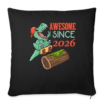 Dino Skater Birthday 2026 - Sofa pillowcase 17,3'' x 17,3'' (45 x 45 cm) - black - Front