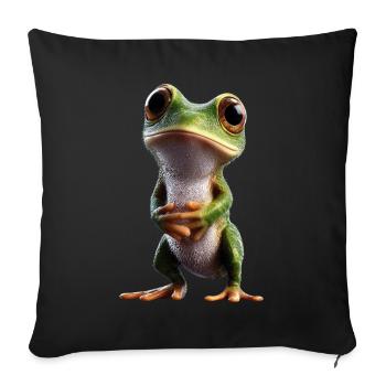 Grenouille Petit Crapaud Grenouille Grenouille Prince Grenouilles - Housse de coussin décorative 45 x 45 cm - noir - Devant