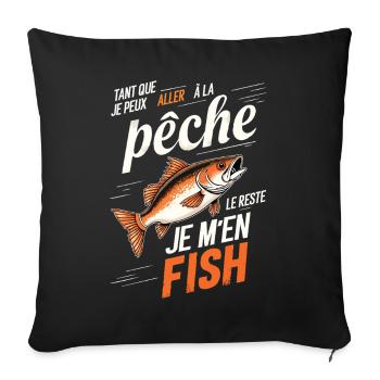 Tirage humoristique à la pêche - Housse de coussin décorative 45 x 45 cm - noir - Devant