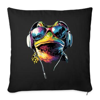 Grenouille Petit Crapaud Grenouille Grenouille Prince Grenouilles - Housse de coussin décorative 45 x 45 cm - noir - Devant