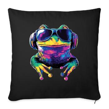Grenouille Petit Crapaud Grenouille Grenouille Prince Grenouilles - Housse de coussin décorative 45 x 45 cm - noir - Devant