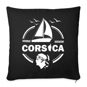 Voilier Corse Ile Voilier Corse France - Housse de coussin décorative 45 x 45 cm - noir - Devant