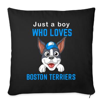 Boston Terrier Garçon Love T-Shirt Graphique - Housse de coussin décorative 45 x 45 cm - noir - Devant