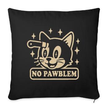 Vintage Cat No Pawblem Funny Cat Pun - Sofa pillowcase 17,3'' x 17,3'' (45 x 45 cm) - black - Front