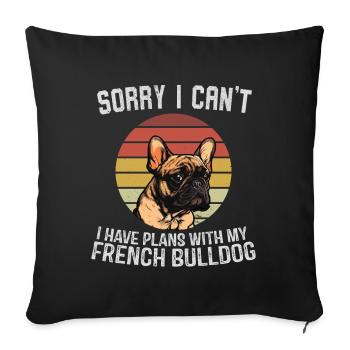 Bouledogue Français Humour T-Shirt Graphique - Housse de coussin décorative 45 x 45 cm - noir - Devant