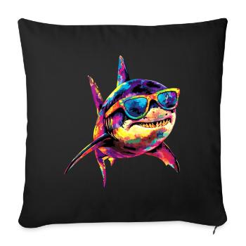 requin requin tigre requin plongeur requins mignons grand requin blanc - Housse de coussin décorative 45 x 45 cm - noir - Devant