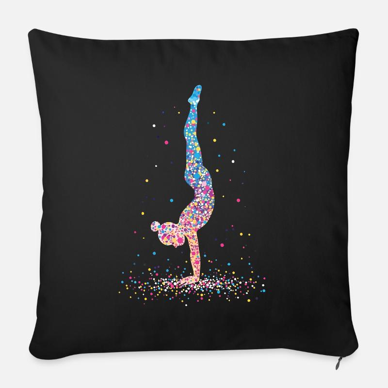 Gymnastik Gymnastaste Akrobatik – Silhouette - Sofakissenbezug 45 x 45 cm - Schwarz