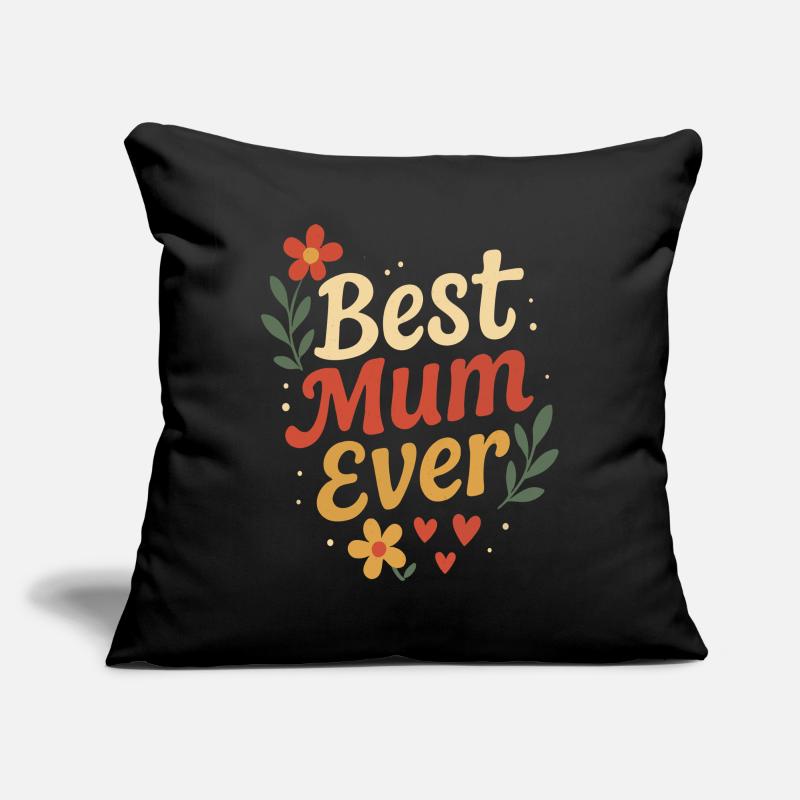 Design Mère Parfaite avec Fleurs et Cœurs Housse de coussin décorative 45 x 45 cm