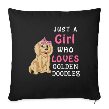 Golden Doodle Love Girl Design - Housse de coussin décorative 45 x 45 cm - noir - Devant