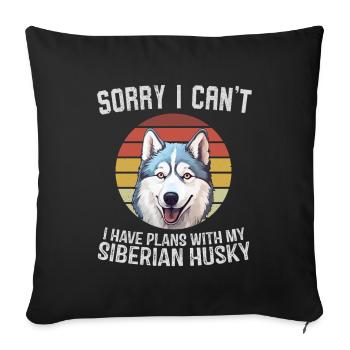 Husky sibérien Faux Design Vintage - Housse de coussin décorative 45 x 45 cm - noir - Devant