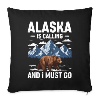 Motif animalier d'aventure dans la nature de l'Alaska - Housse de coussin décorative 45 x 45 cm - noir - Devant