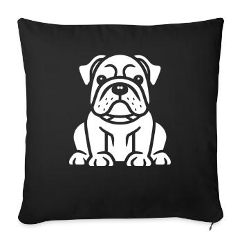 Chiot Bouledogue Illustration Détaillée - Housse de coussin décorative 45 x 45 cm - noir - Devant