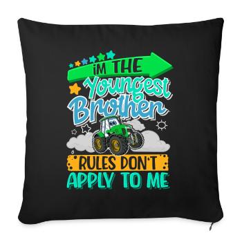 Youngest brother with tractor motif - Sofa pillowcase 17,3'' x 17,3'' (45 x 45 cm) - black - Front