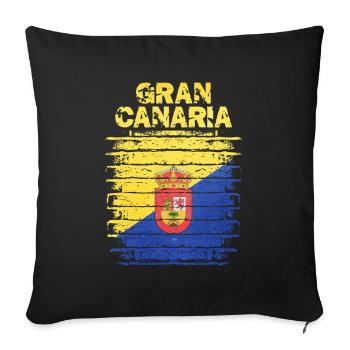 Guanche Flag Design auf Rustikaler Optik - Sofakissenbezug 45 x 45 cm - Schwarz - Vorne