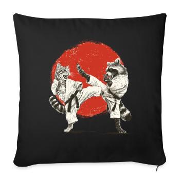 Karaté, arts martiaux japonais Chat Raton Laveur - Housse de coussin décorative 45 x 45 cm - noir - Devant